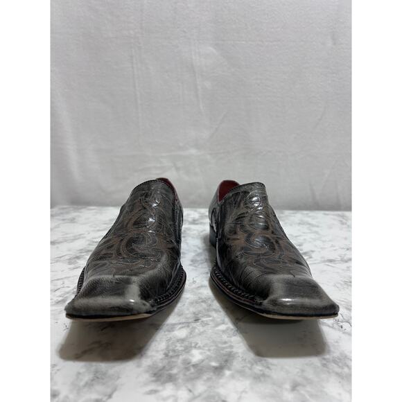 Robert Wayne Beam Mens Square Toe Dress Shoes 10 Distressed Leather Brown Loafer - Picture 4 of 12